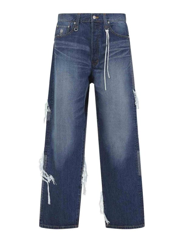 MASTERMIND WORLD: straight leg jeans - Patchwork Jeans