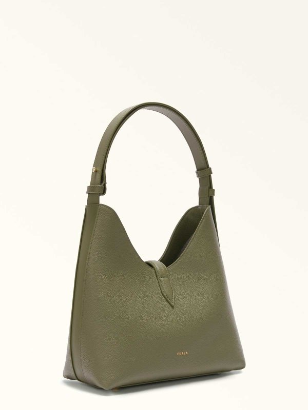 FURLA: shoulder bags online - Goccia S Hobo Bag In Avocado Green Leather
