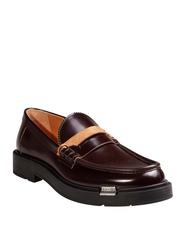 Maison Margiela: Loafers & Slippers online - Wine-coloured brushed leather moccasins