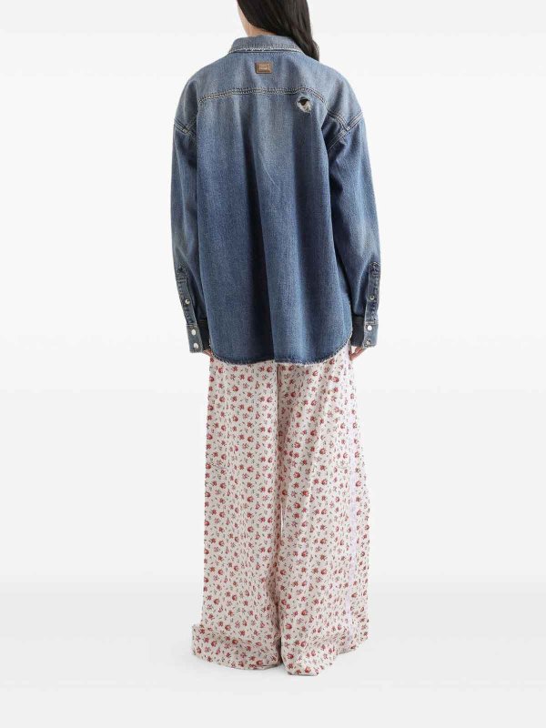 DOLCE & GABBANA: casual trousers online - Roses Print Cotton Trousers