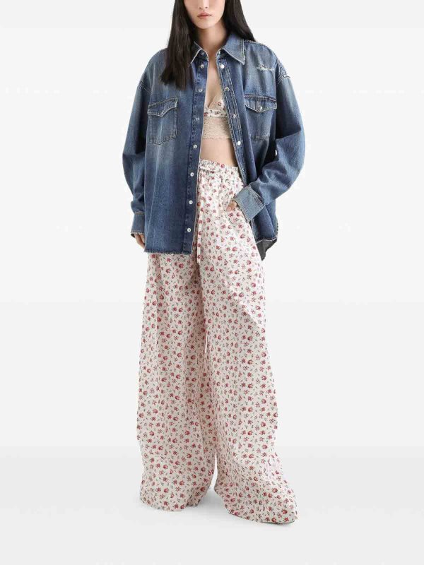 The Best Shops DOLCE & GABBANA: casual trousers - Roses Print Cotton Trousers