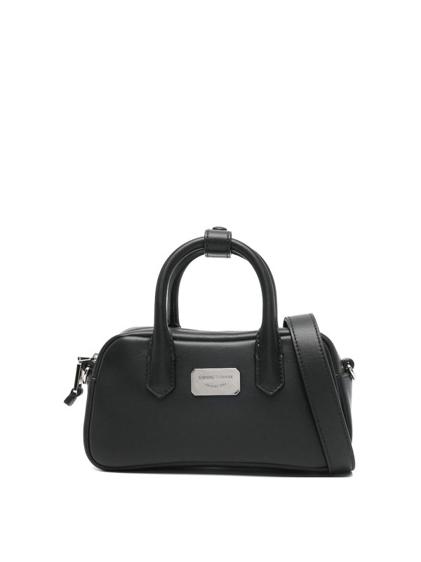 EMPORIO ARMANI: bauletti - Borsa bowling piccola in pelle
