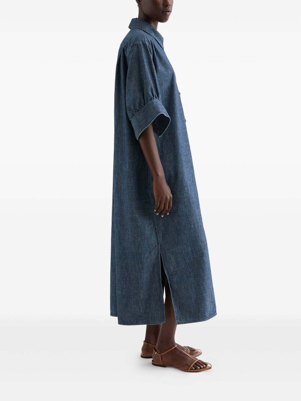 JIL SANDER: knee length dresses online - Denim Cotton Chemisier Dress