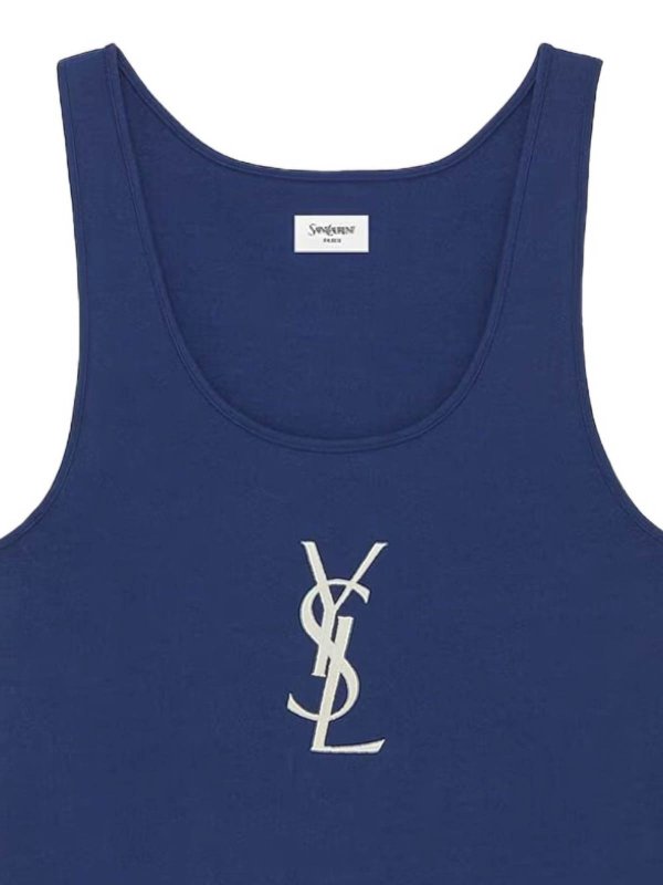 SAINT LAURENT: Tops & Tank tops online - Logo Cotton Tank Top