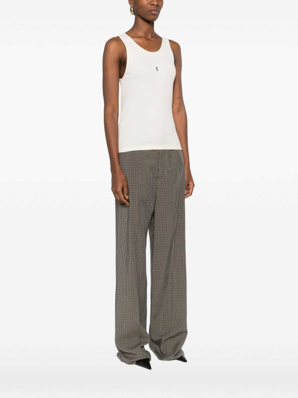 SAINT LAURENT: Tops & Tank tops online - Logo Cotton Tank Top