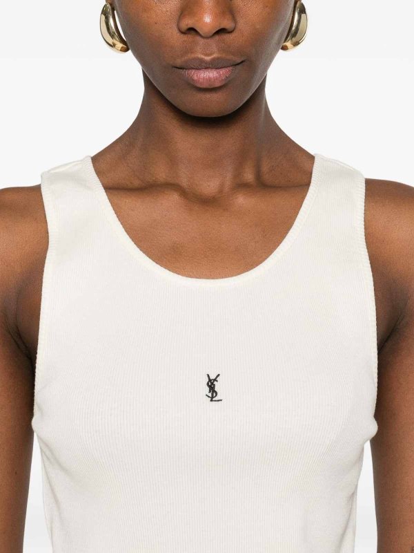 The Best Shops SAINT LAURENT: Tops & Tank tops - Logo Cotton Tank Top