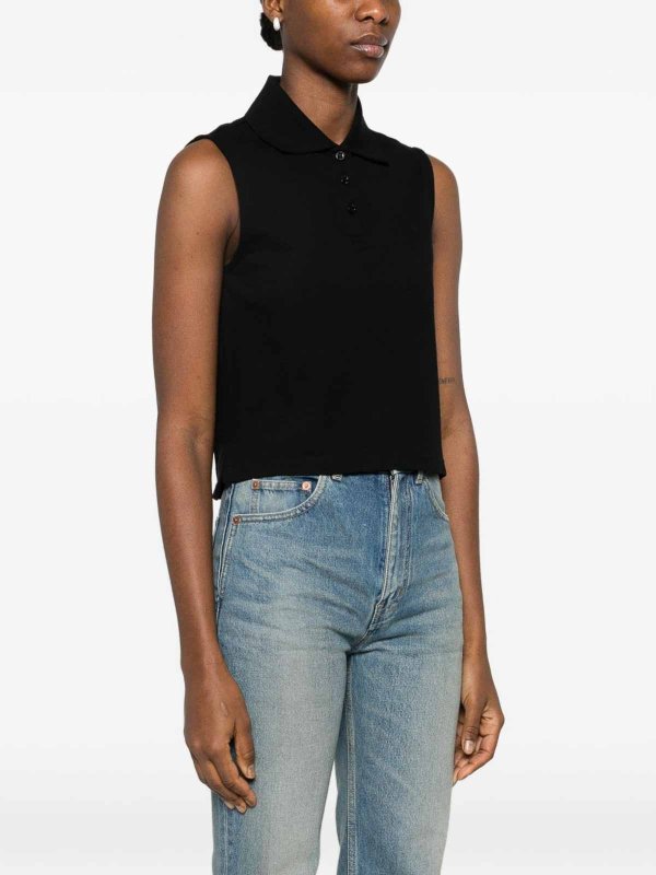 The Best Shops SAINT LAURENT: polo shirts - Cotton Sleeveless Polo Shirt