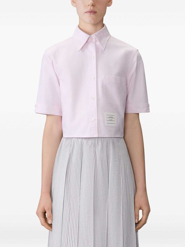 Camicia corta in cotone shop online: THOM BROWNE