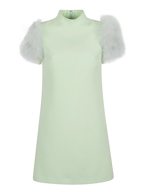 VALENTINO GARAVANI: abiti al ginocchio - Abito Piumato In Lana E Seta