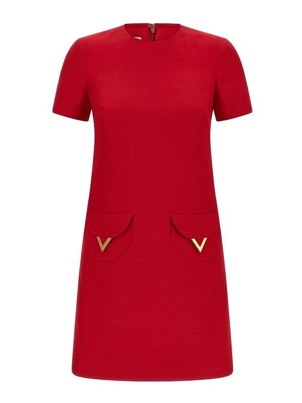 VALENTINO GARAVANI: ニーレングスドレス - 膝丈ドレス - 赤