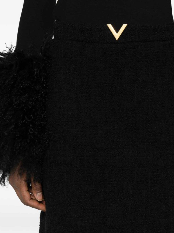 The Best Shops VALENTINO GARAVANI: gonne al ginocchio  e longuette - Gonna in lana con firma Vlogo
