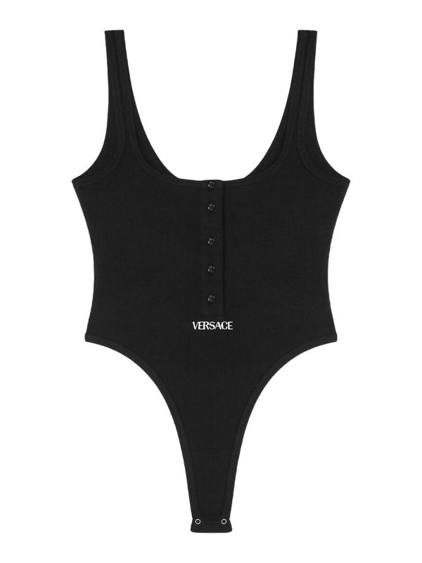 VERSACE: Top e canotte - Body in cotone con logo