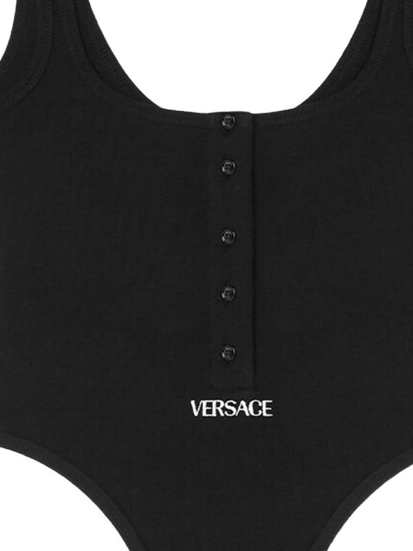 VERSACE: Top e canotte online - Body in cotone con logo