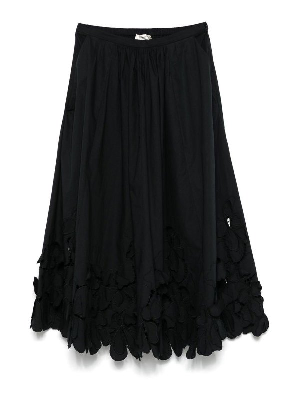 FORTE FORTE: Knee length skirts & Midi - Embroidered Cotton Skirt