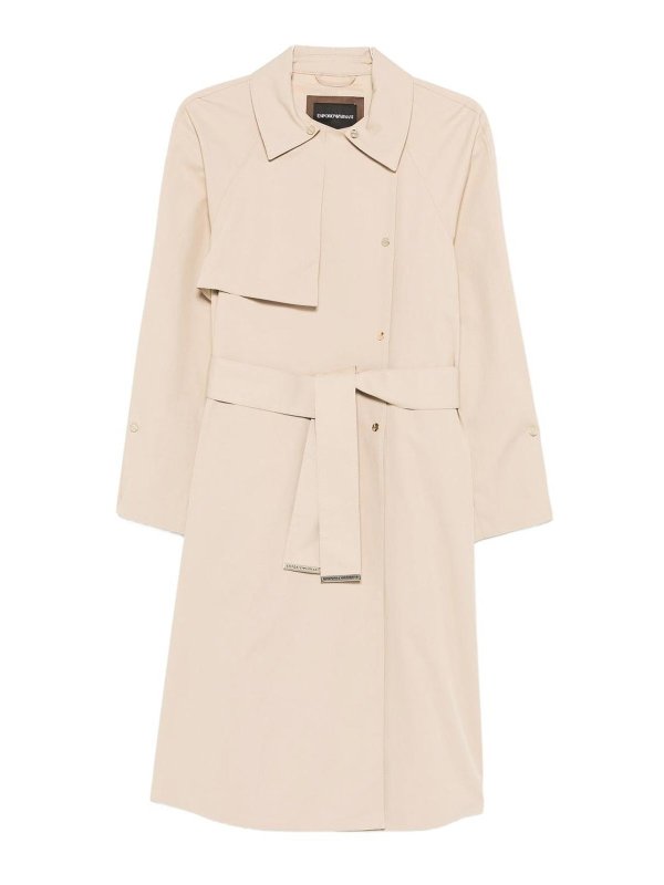 EMPORIO ARMANI: trench coats - Cotton Blend Trench Coat