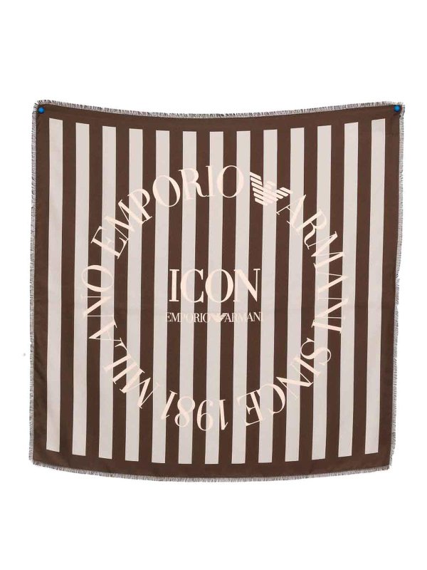 EMPORIO ARMANI: Stoles & Shawls - Striped Silk Foulard