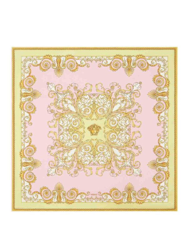 VERSACE: Stole & Scialli - Foulard in seta con stampa Barocco