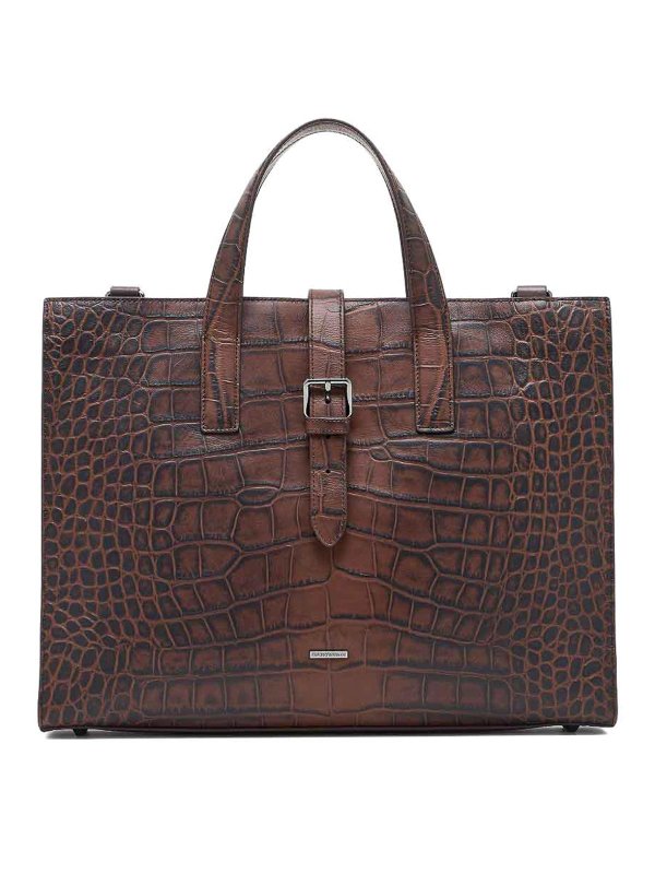 EMPORIO ARMANI: ラップトップケース＆ブリーフケース - ラップトップバッグ/ブリーフケース - ブラウン