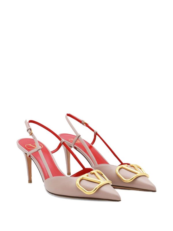 VALENTINO GARAVANI: court shoes online - Vlogo Signature Leather Slingback Pumps