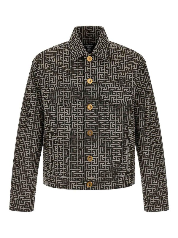 Balmain: casual jackets - Jacquard Monogram Jacket