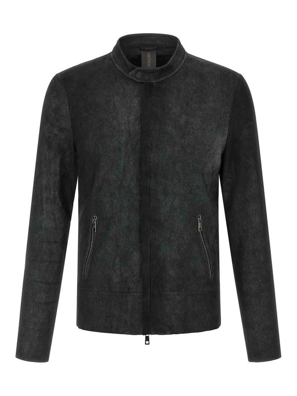 GIORGIO BRATO: レザージャケット - レザージャケット - 黒