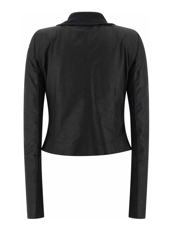 RICK OWENS: leather jacket online - Scarf Biker Jacket