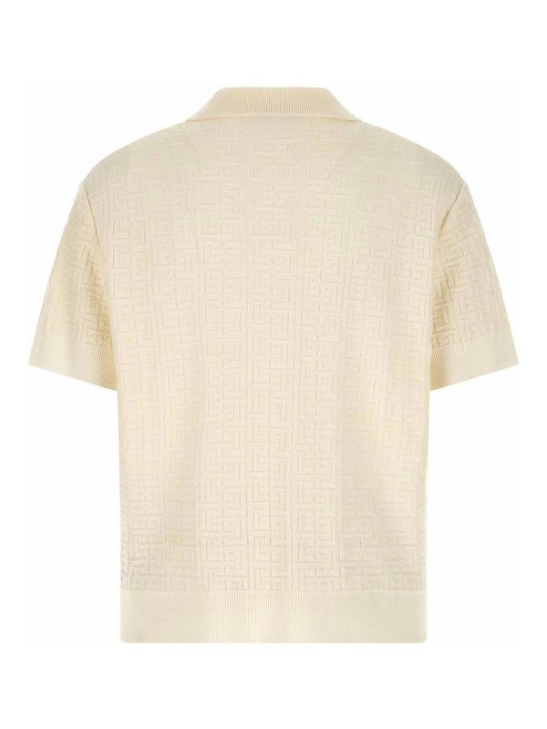 Balmain: polo shirts online - Monogram Jacquard Polo Shirt