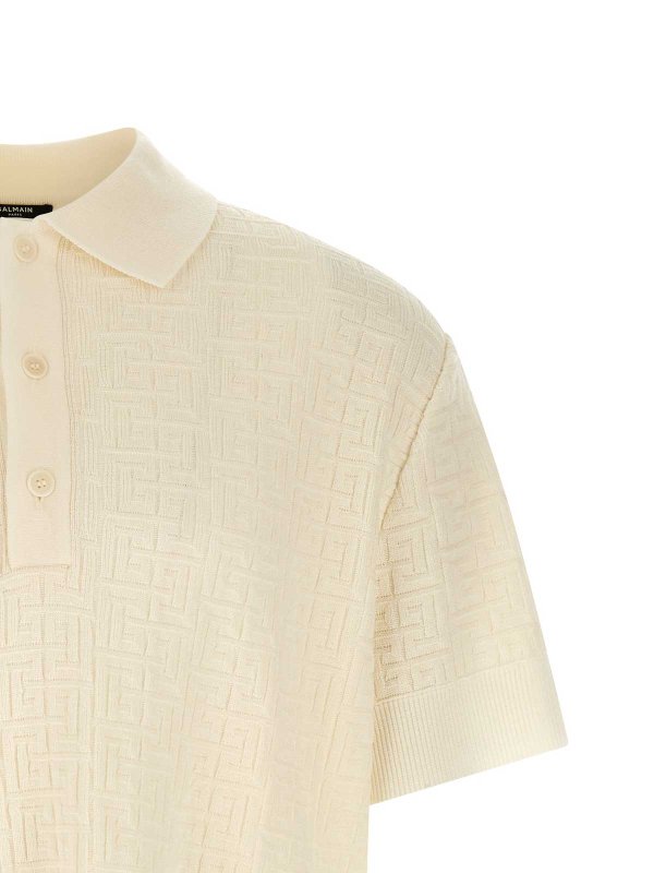 The Best Shops Balmain: polo shirts - Monogram Jacquard Polo Shirt