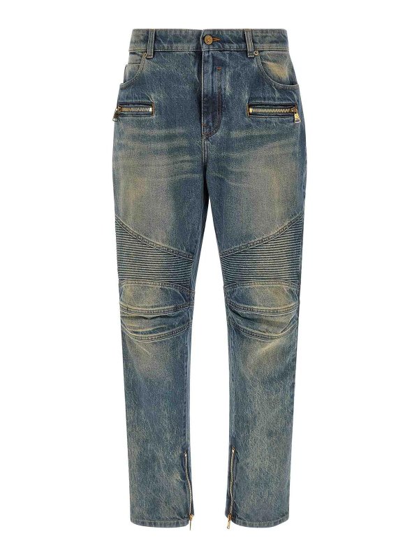 Balmain: Jeans Rectos - Vaqueros Rectos - Azul