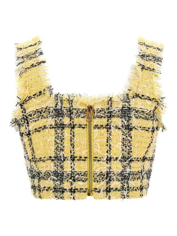 Balmain: Tops & Tank tops online - Tartan Tweed Top