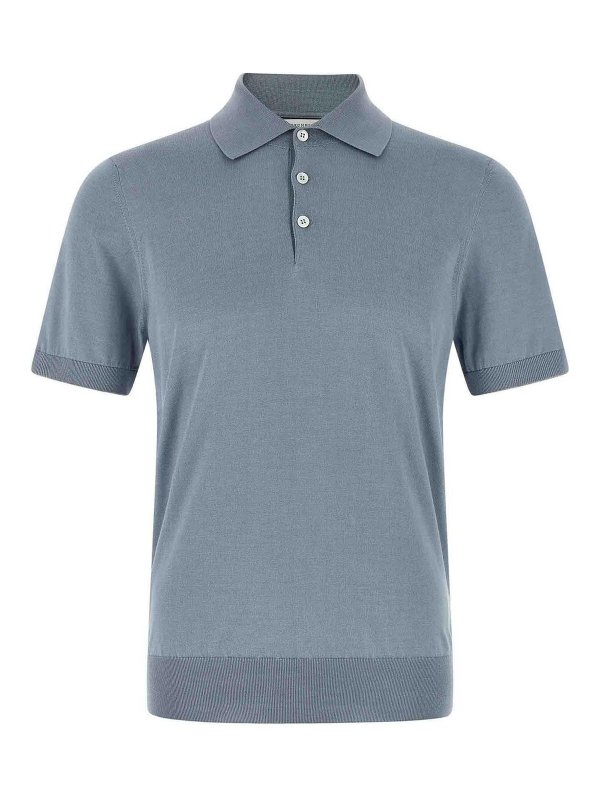 BRUNELLO CUCINELLI: Polos  - Polo - Bleu Clair