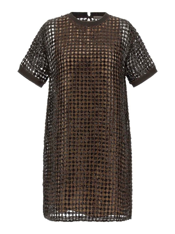 BRUNELLO CUCINELLI: ショートドレス - ショートドレス - ブラウン