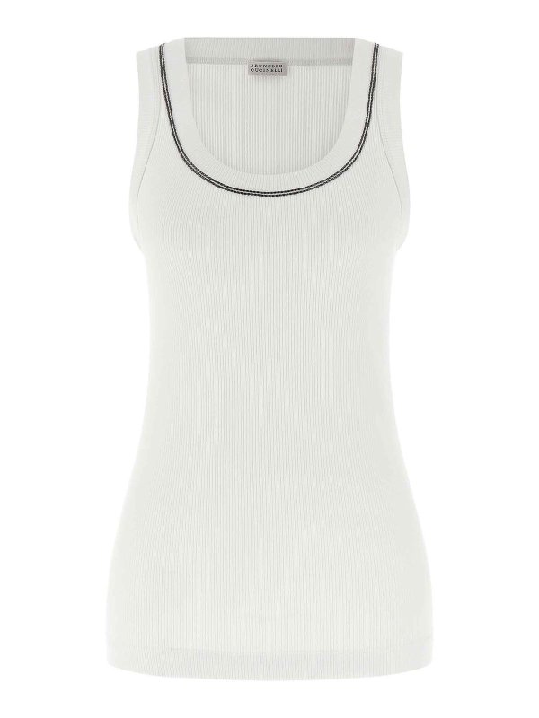 BRUNELLO CUCINELLI: Tops & Débardeurs - Top - Blanc