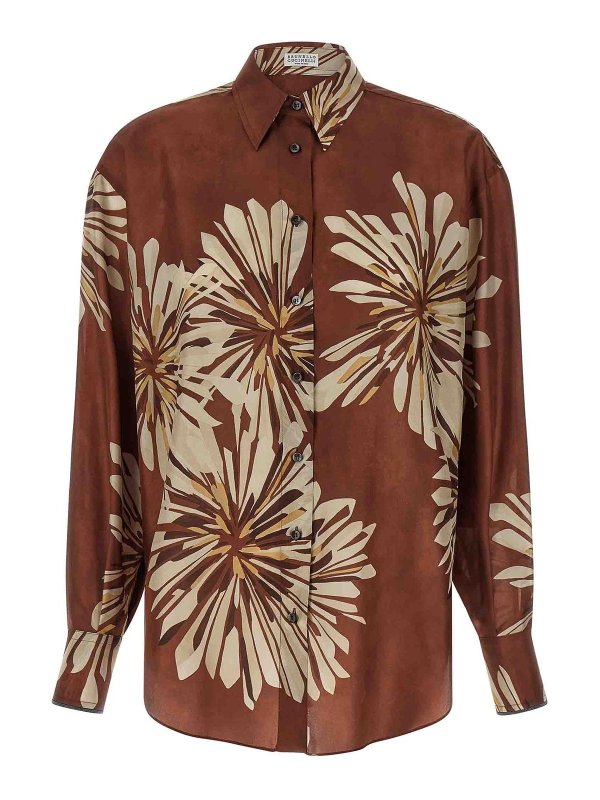 BRUNELLO CUCINELLI: シャツ - シャツ - ブラウン