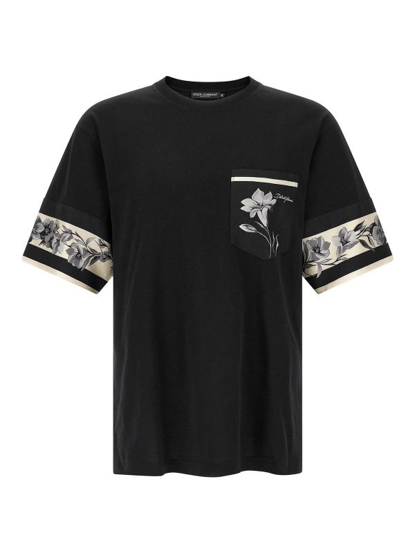 DOLCE & GABBANA: t-shirts - Silk Detail T-Shirt