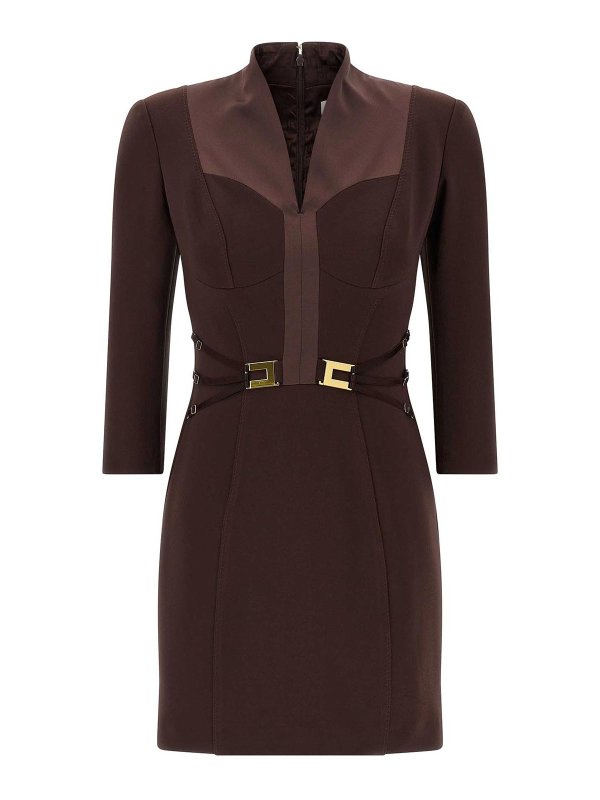 ELISABETTA FRANCHI: abiti al ginocchio - Vestito  Con Logo Con Fasce Elastiche