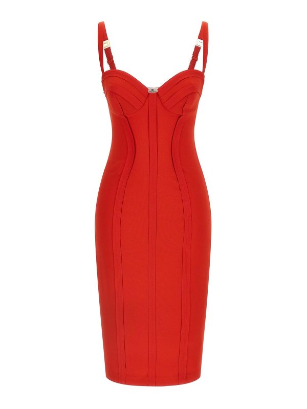 ELISABETTA FRANCHI: ニーレングスドレス - 膝丈ドレス - オレンジ