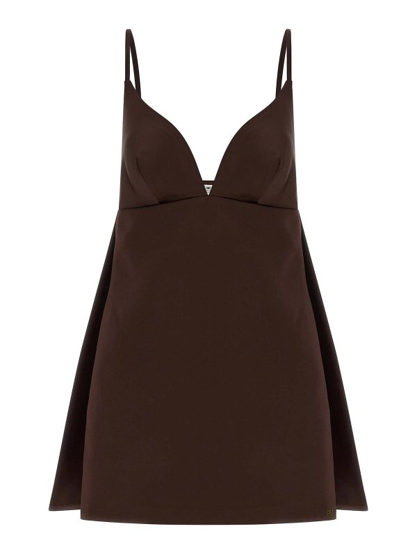 ELISABETTA FRANCHI: ニーレングスドレス - 膝丈ドレス - ブラウン