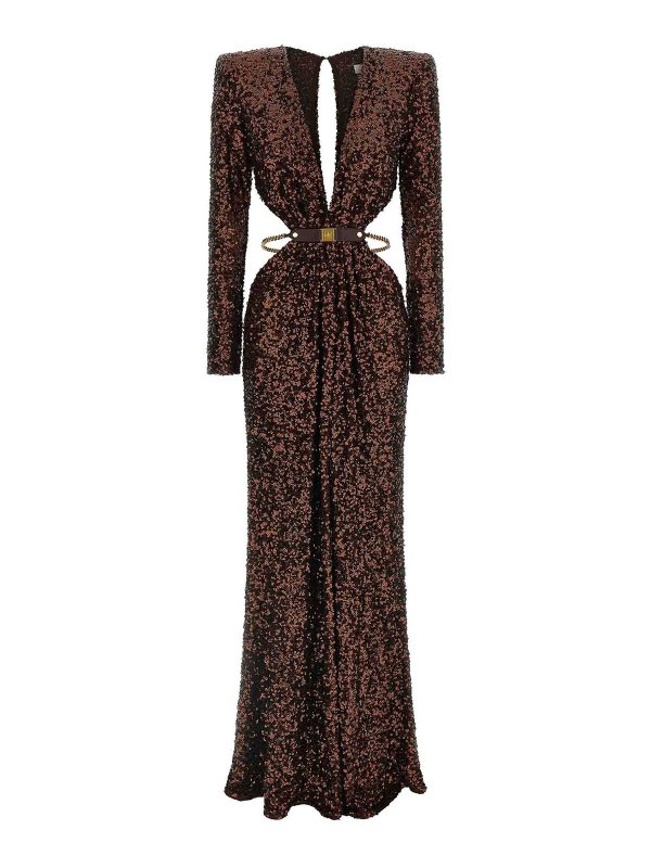 ELISABETTA FRANCHI: イブニングドレス - イブニングドレス - ブラウン