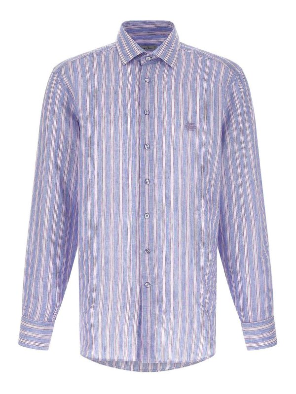 ETRO: shirts - Striped Linen Shirt