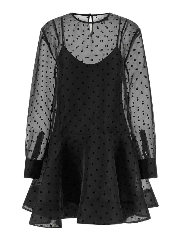 GANNI: ニーレングスドレス online - 膝丈ドレス - 黒