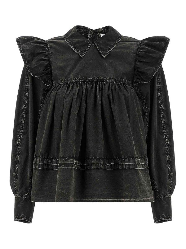 GANNI: Blusen - Bluse - Schwarz