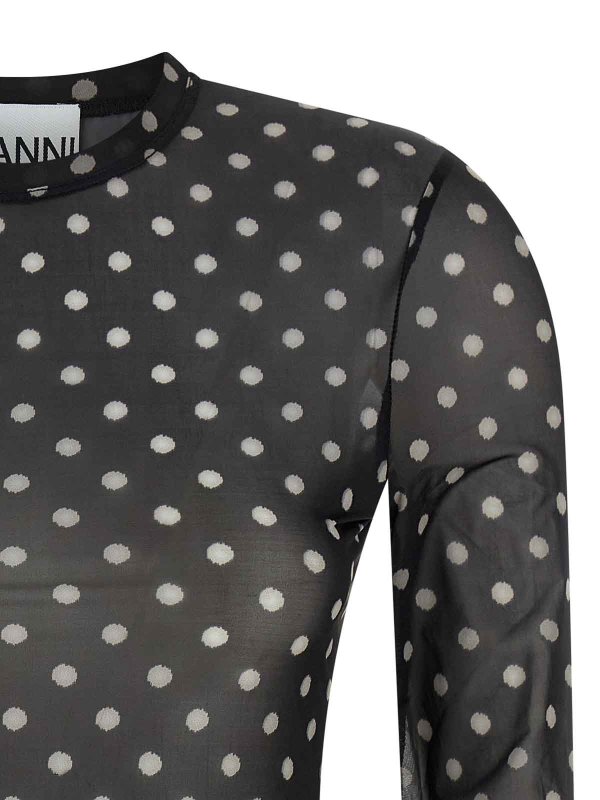 The Best Shops GANNI: crew necks - Printed Sheer Sweater