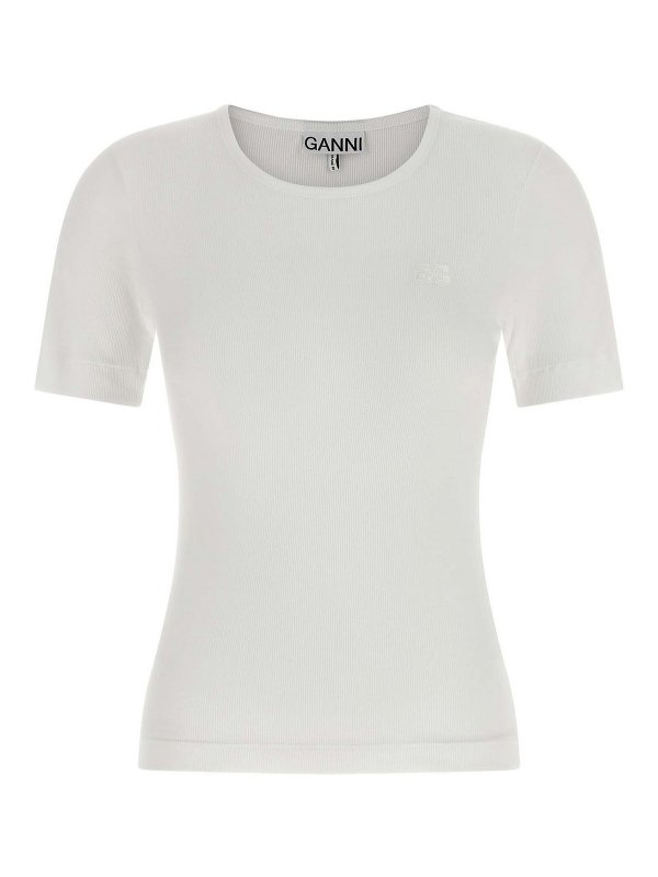 GANNI: T-shirts - T-Shirt - Weiß