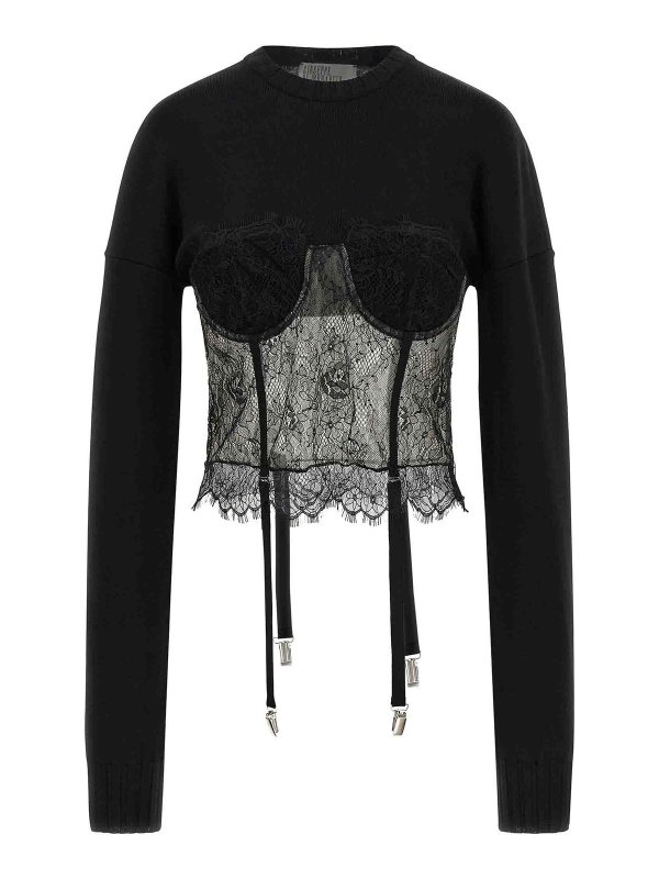 GIUSEPPE DI MORABITO: Suéteres con cuello pico - Suéter Cuello Redondo - Negro