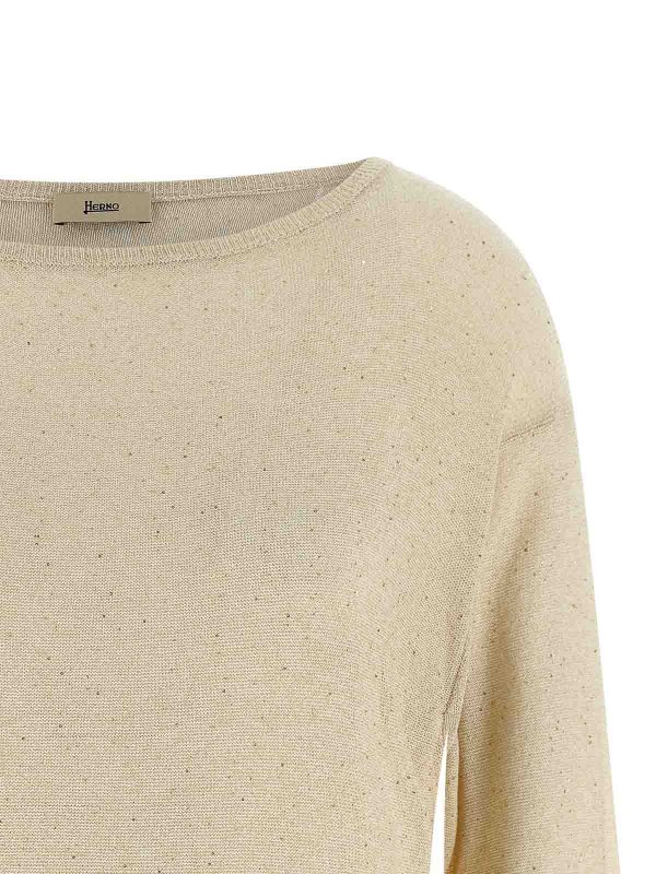 The Best Shops HERNO: Suéteres con cuello pico - Suéter Cuello Redondo - Beis