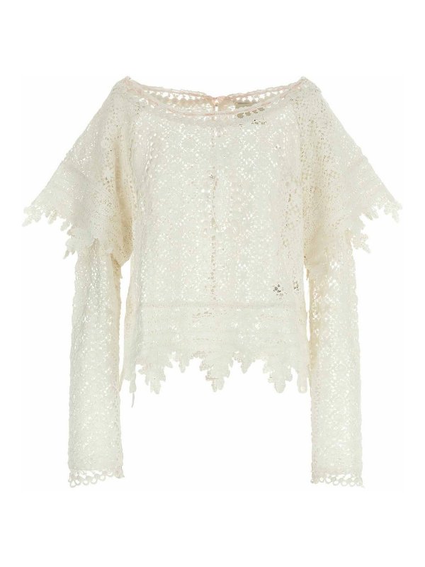 ISABEL MARANT: Strickpullover mit Rundhalsausschnitt - Rundhalspullover - Weiß