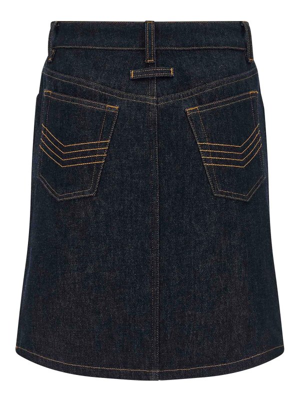 JEAN PAUL GAULTIER: mini skirts online - Denim Mini Skirt With Cuts And Turn Up Skirt