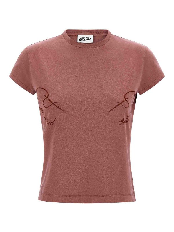 JEAN PAUL GAULTIER: T-shirts - T-Shirt - Rouge Brun