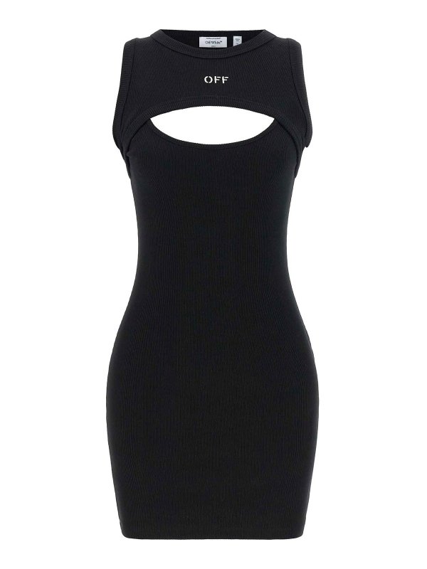 OFF-WHITE: ニーレングスドレス - 膝丈ドレス - 白